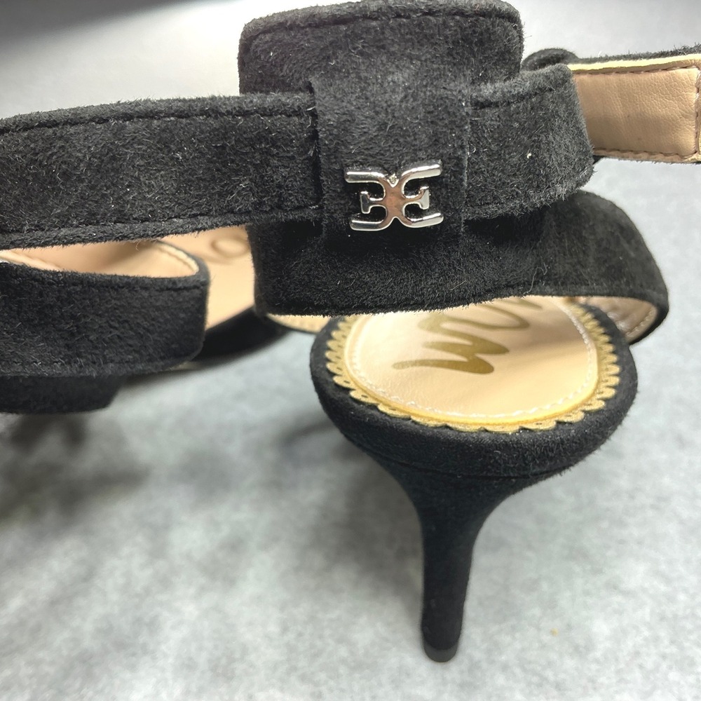 Sam Edelman Jelena Black Suede Ankle Strap Kitten Heel Pumps 7.5M - Picture 4 of 8